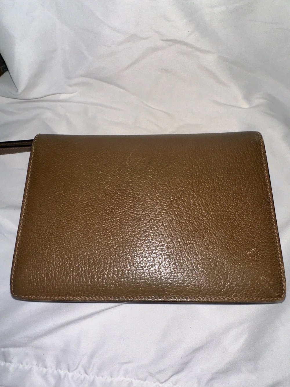 Gucci Brown Leather Clutch with Gold Lock and wristband and key